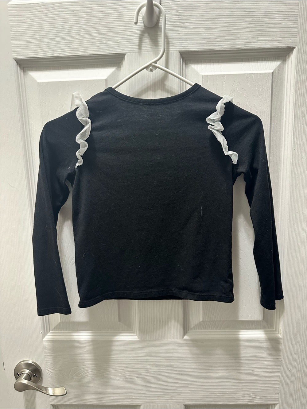 Disney Black 'Eternally Yours' Long Sleeve Top with White Ruffle Shoulders - Picture 3 of 3